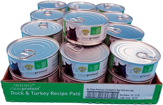 Dr. Elsey's cleanprotein Duck & Turkey Recipe Wet Cat Food, Pate 5.3 oz cans (Pack of 24)