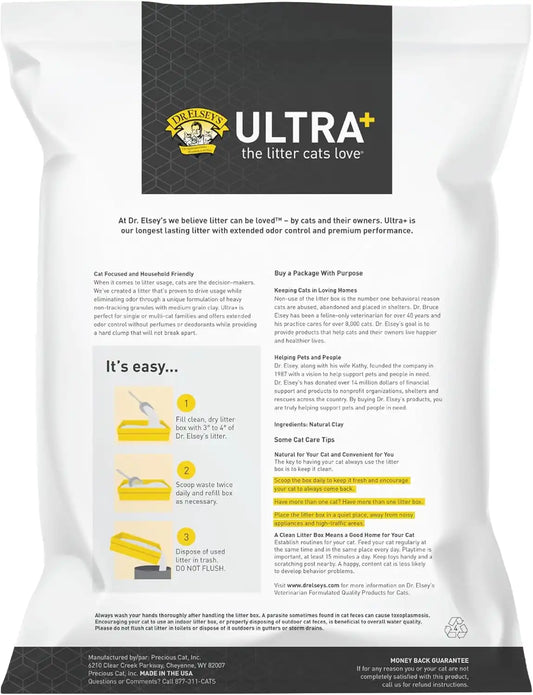 Dr. Elsey's Ultra+ Clumping Clay Cat Litter 40 lb. Bag
