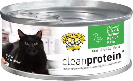Dr. Elsey's cleanprotein Duck & Turkey Recipe Wet Cat Food, Pate 5.3 oz cans (Pack of 24)